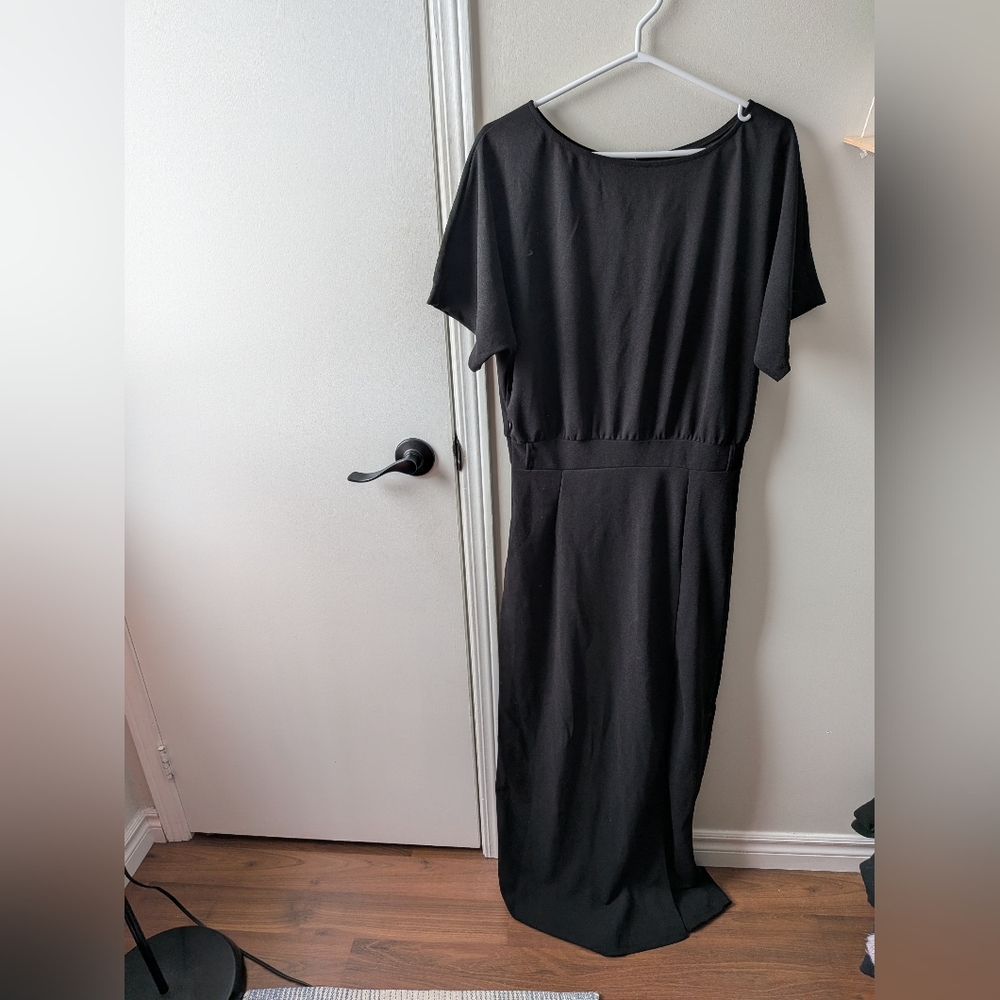 NWOT Chic Black Maxi Dress With Front Slit